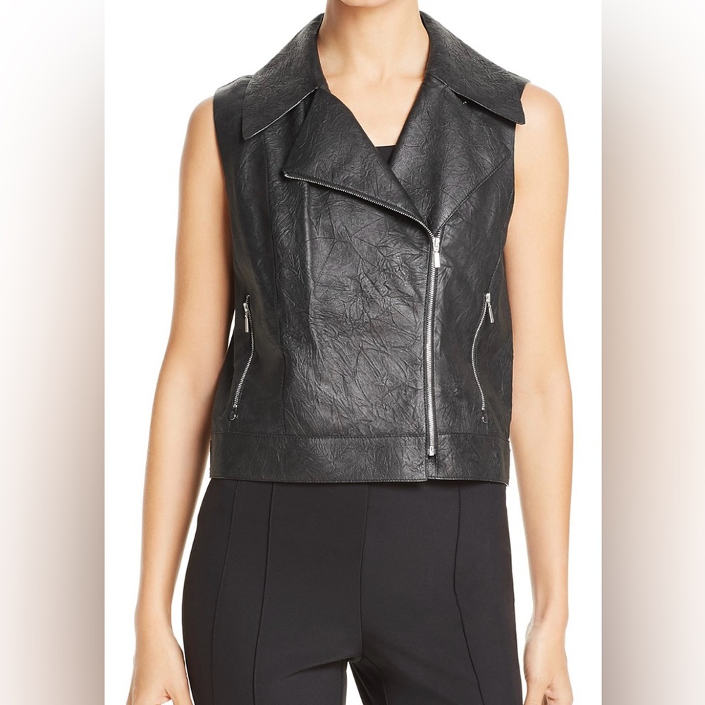 Lafayette 148 Black Leather Moto Vest - Excellent Condition